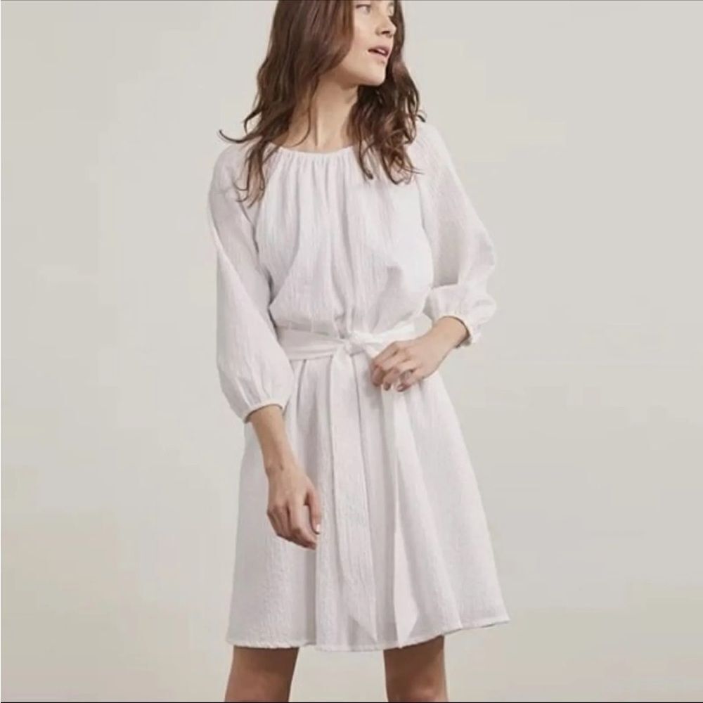 ELIZABETH AND JAMES Women's Boho Peasant White Gauze Belted Dress Size XL XLARGE